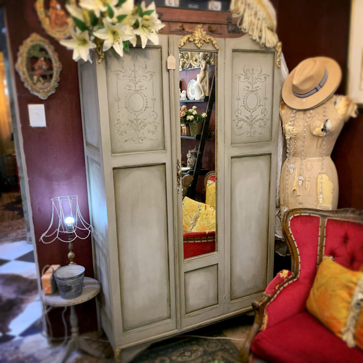 Hand painted French wardrobe