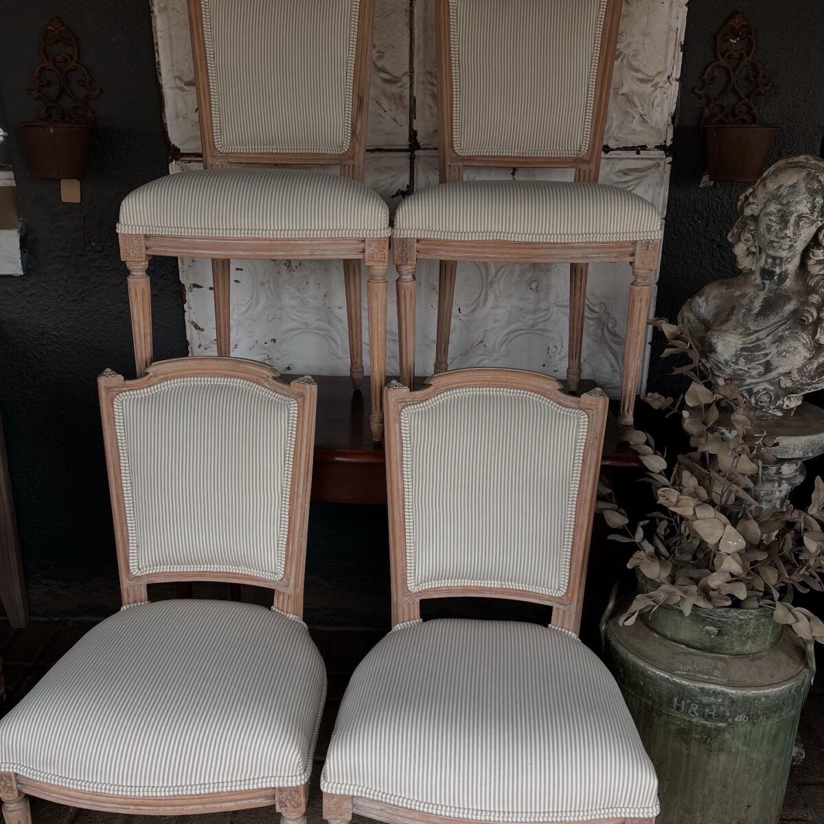 A Set Of Four French 19th Century Louis XVI St. Patinated Dining Chairs